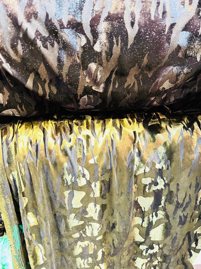 Camouflage burnout luxury stretch velvet 4-way stretch 58/60” High quality fabrics by AlexLAFabrics