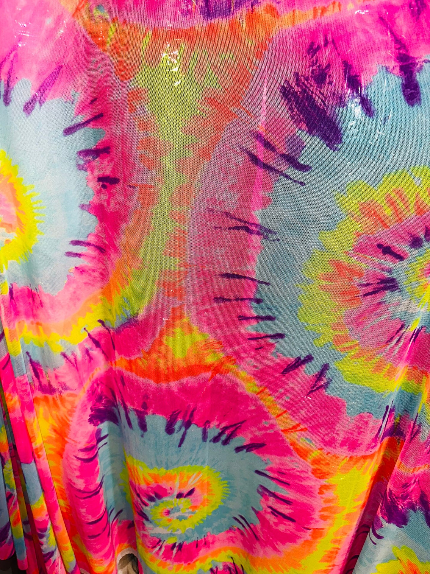New Tie dye abstract design print on power mesh 4-way stretch 58/60”