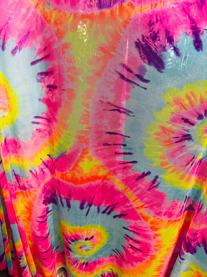 New Tie dye abstract design print on power mesh 4-way stretch 58/60”