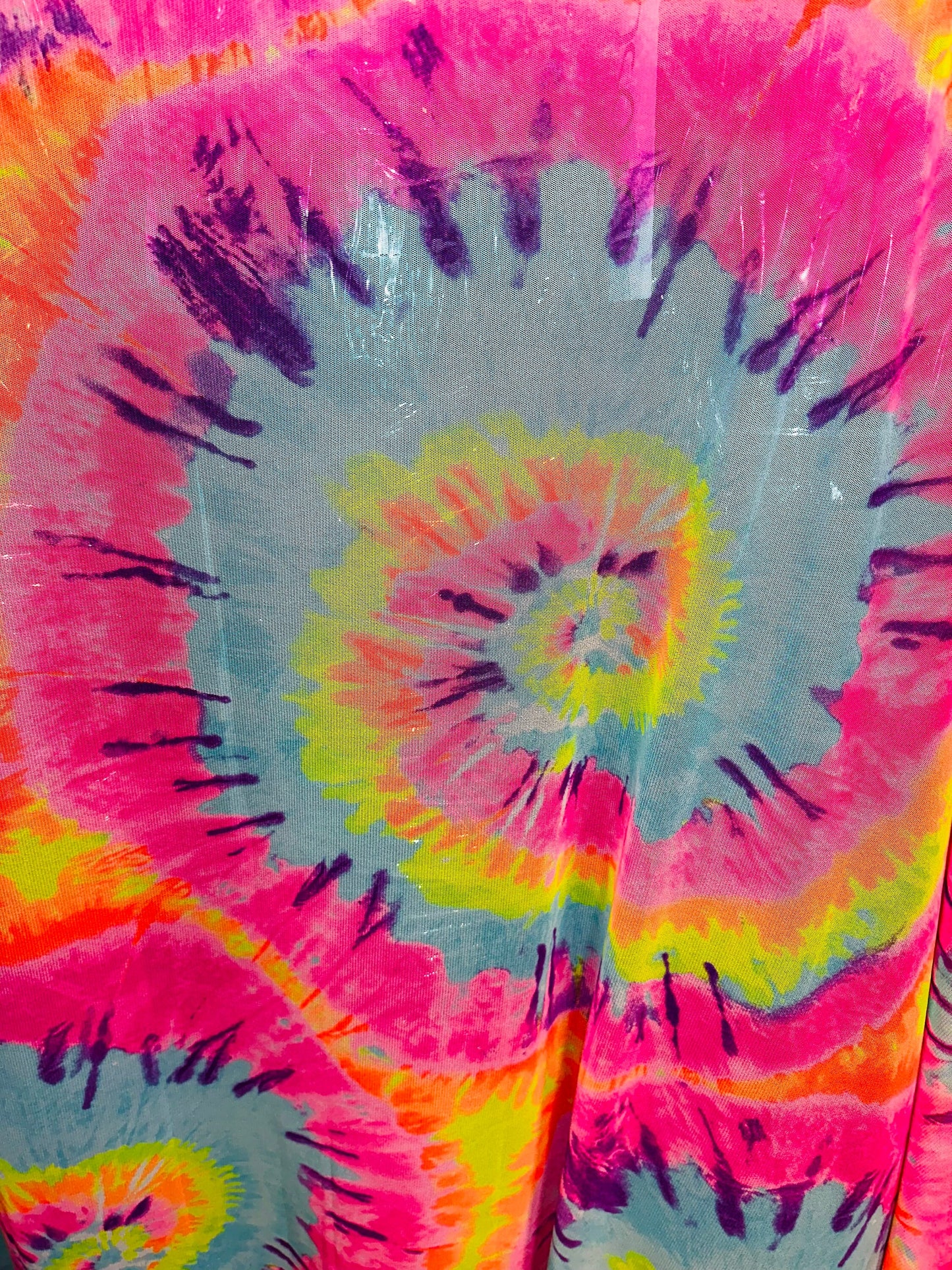 New Tie dye abstract design print on power mesh 4-way stretch 58/60”