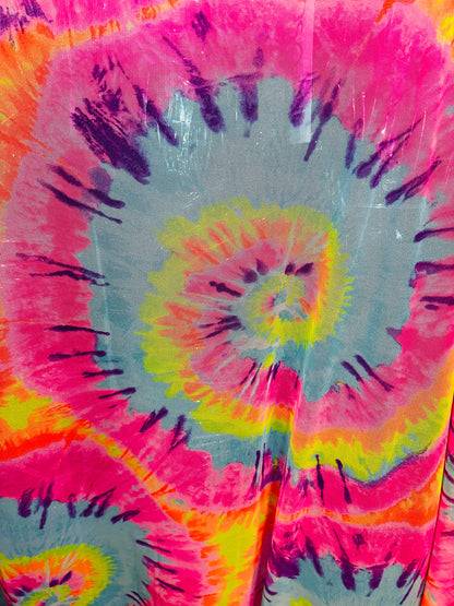 New Tie dye abstract design print on power mesh 4-way stretch 58/60”