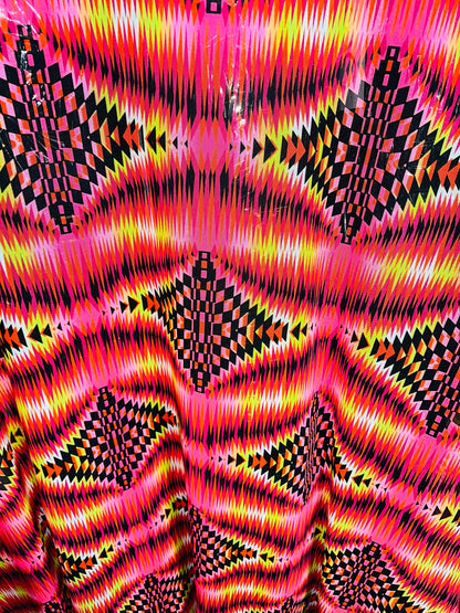 Tribal design print on great quality of nylon spandex power mesh 4-way stretch 58/60” High quality fabrics by AlexLAFabrics