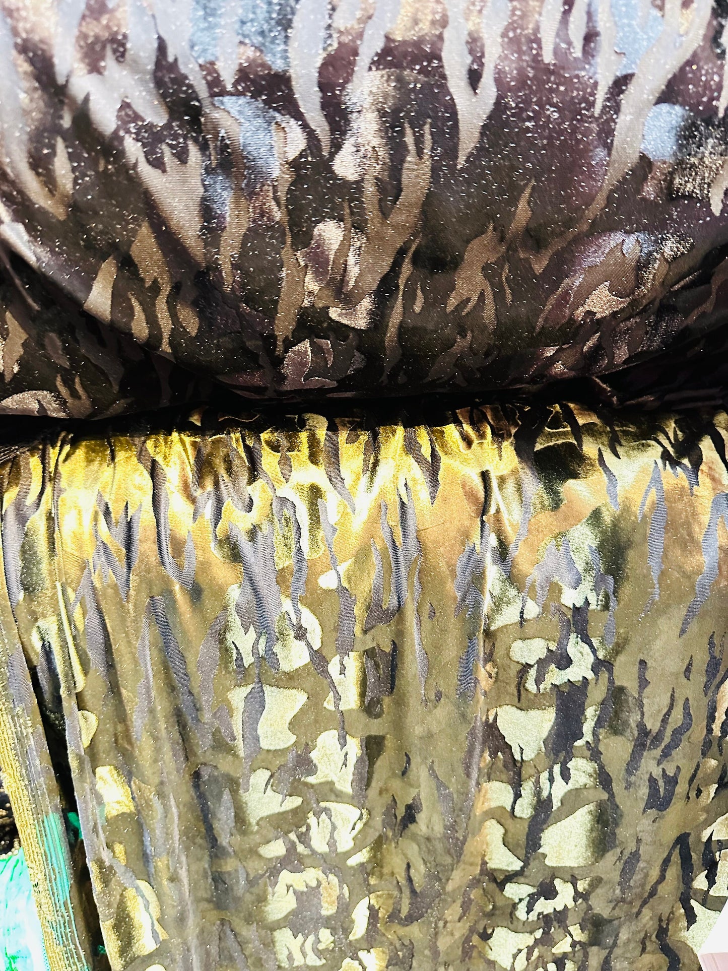 Camouflage burnout luxury stretch velvet 4-way stretch 58/60” High quality fabrics by AlexLAFabrics