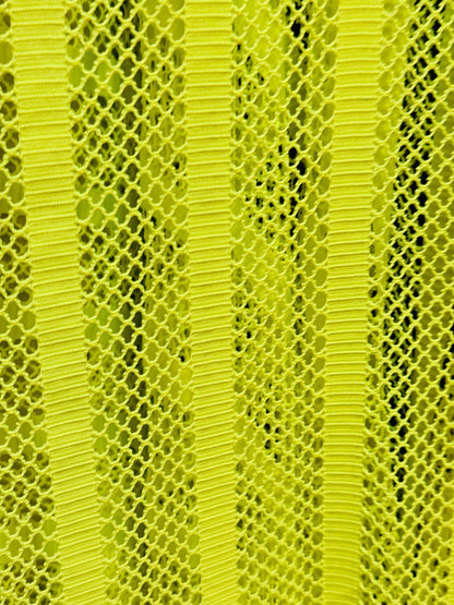 New fishnet with stripe design nylon spandex 4-way stretch 58/60” Sold by the YD. Ships worldwide from Los Angeles California USA