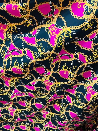 New brand fashion chain design print on great quality of nylon spandex 4-way stretch 58/60” Sold by the YD.
