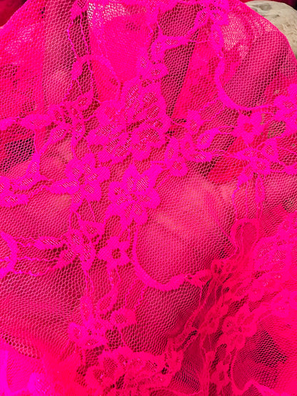 Neon colors stretch lace floral design 4-way stretch 58/60”