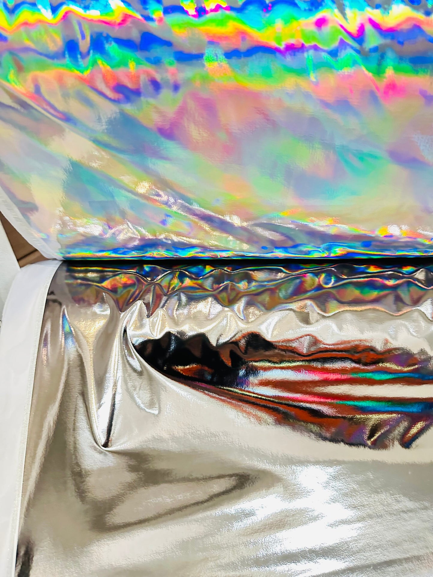Luxury Iridescent all over foil 4-way stretch spandex 58/60” Luxury fabrics by AlexLAFabrics