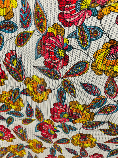 New floral design on spandex sport mesh 2-way stretch 58/60” High quality fabrics by AlexLAFabrics