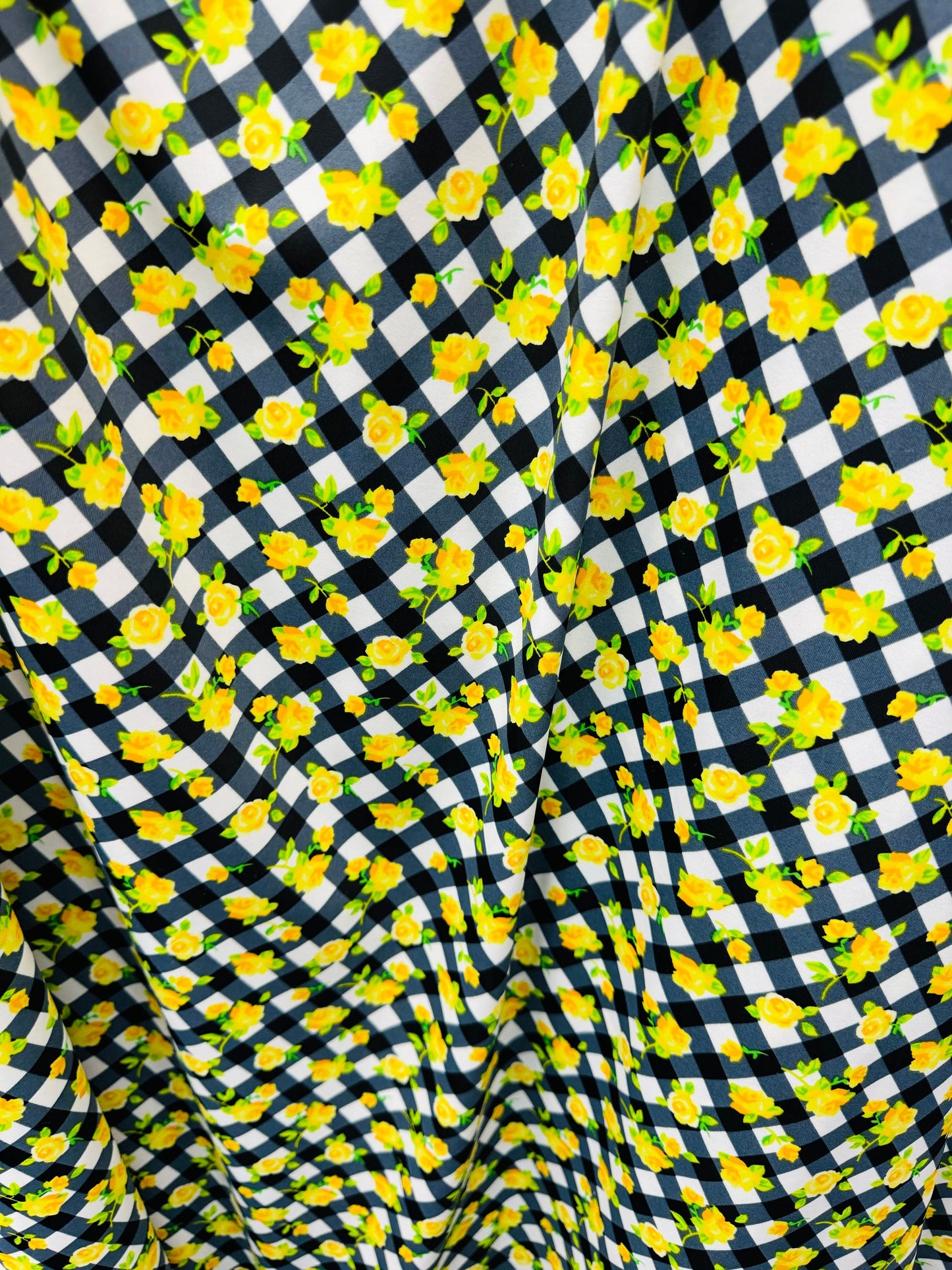 New flower and checkers design print on best quality of nylon spandex 4-way stretch 58/60”