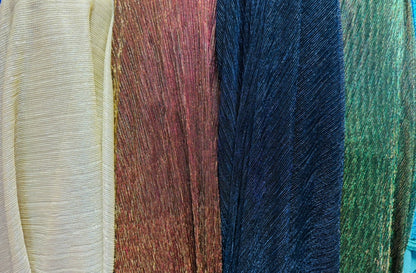 New Luxury Pleated  metallic nylon mesh 4-way stretch 58/60” Sold by the YD. Luxury fabrics by AlexLAFabrics