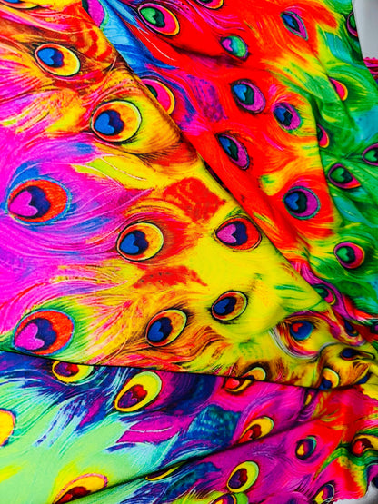 New Exotic Peacock digital design print on best quality of nylon spandex 4-way stretch 58/60”