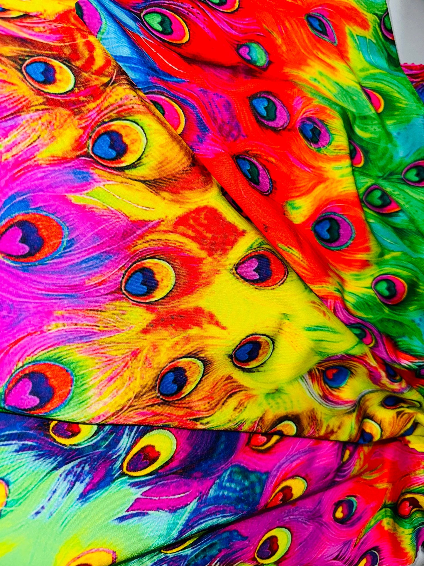 New Exotic Peacock digital design print on best quality of nylon spandex 4-way stretch 58/60”