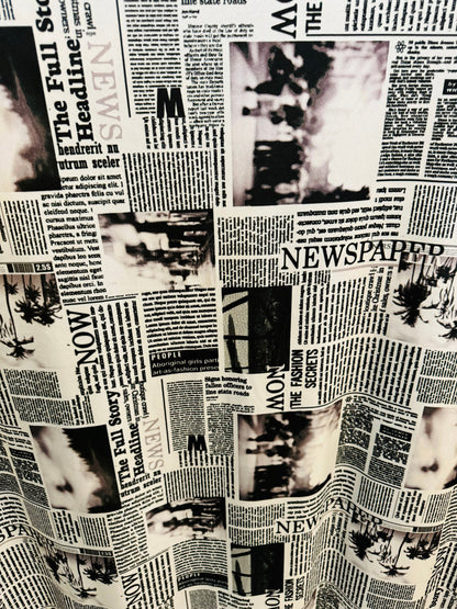 Newspaper fashion design print on great quality of nylon spandex 4-way stretch 58/60”