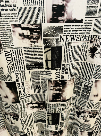 Newspaper fashion design print on great quality of nylon spandex 4-way stretch 58/60”