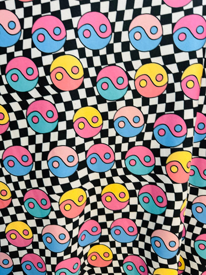 New checkerd design print on great quality of nylon spandex 4-way stretch 58/60”