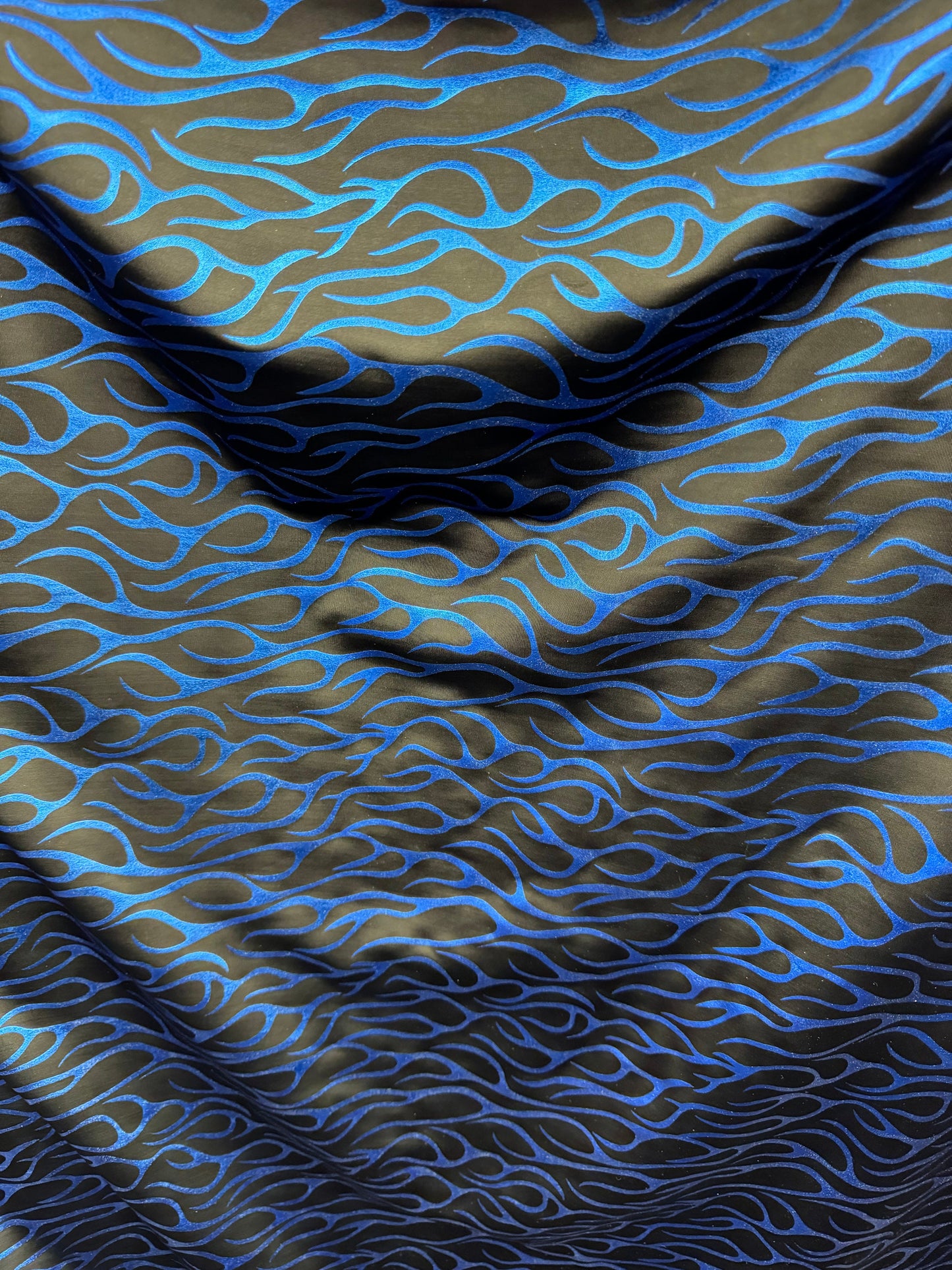 New metallic flames design on nylon spandex 4-way stretch 58/60”