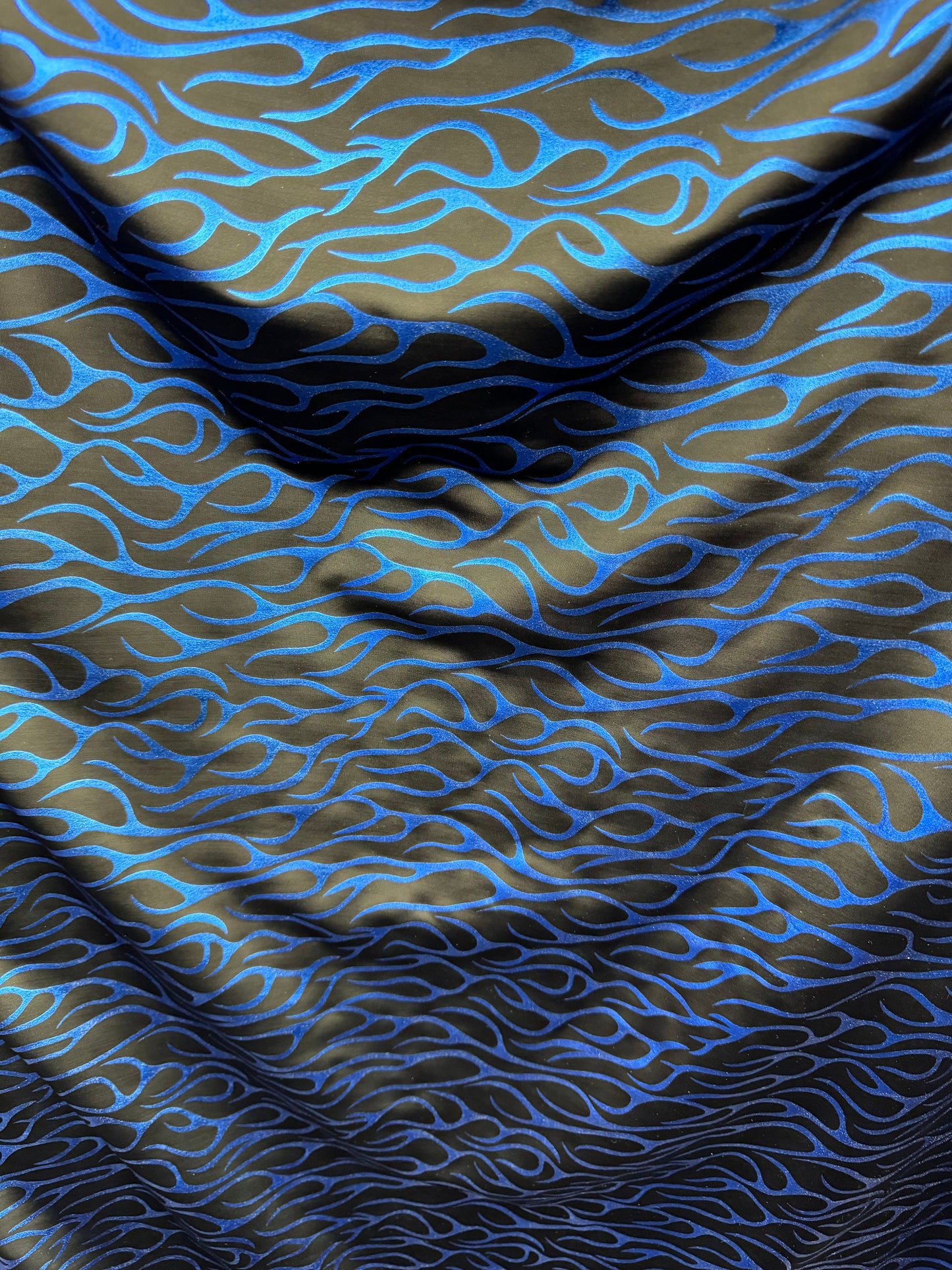New metallic flames design on nylon spandex 4-way stretch 58/60”