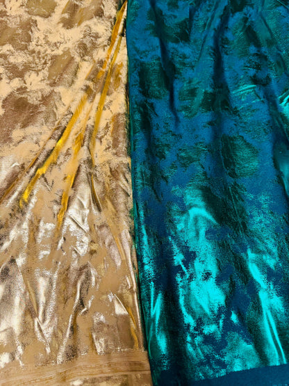 New splatter foil design metallic nylon spandex 4-way stretch 58/60”