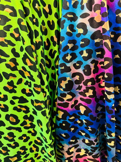 Exotic Leopard design on best quality of nylon spandex with foil and without foil 4-way stretch 58/60” Sold by the YD.