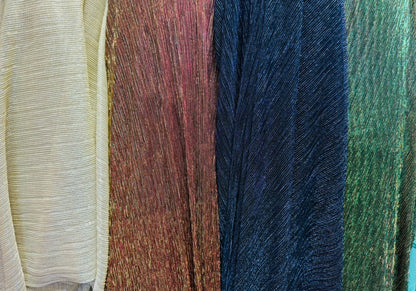 New Luxury Pleated  metallic nylon mesh 4-way stretch 58/60” Sold by the YD. Luxury fabrics by AlexLAFabrics