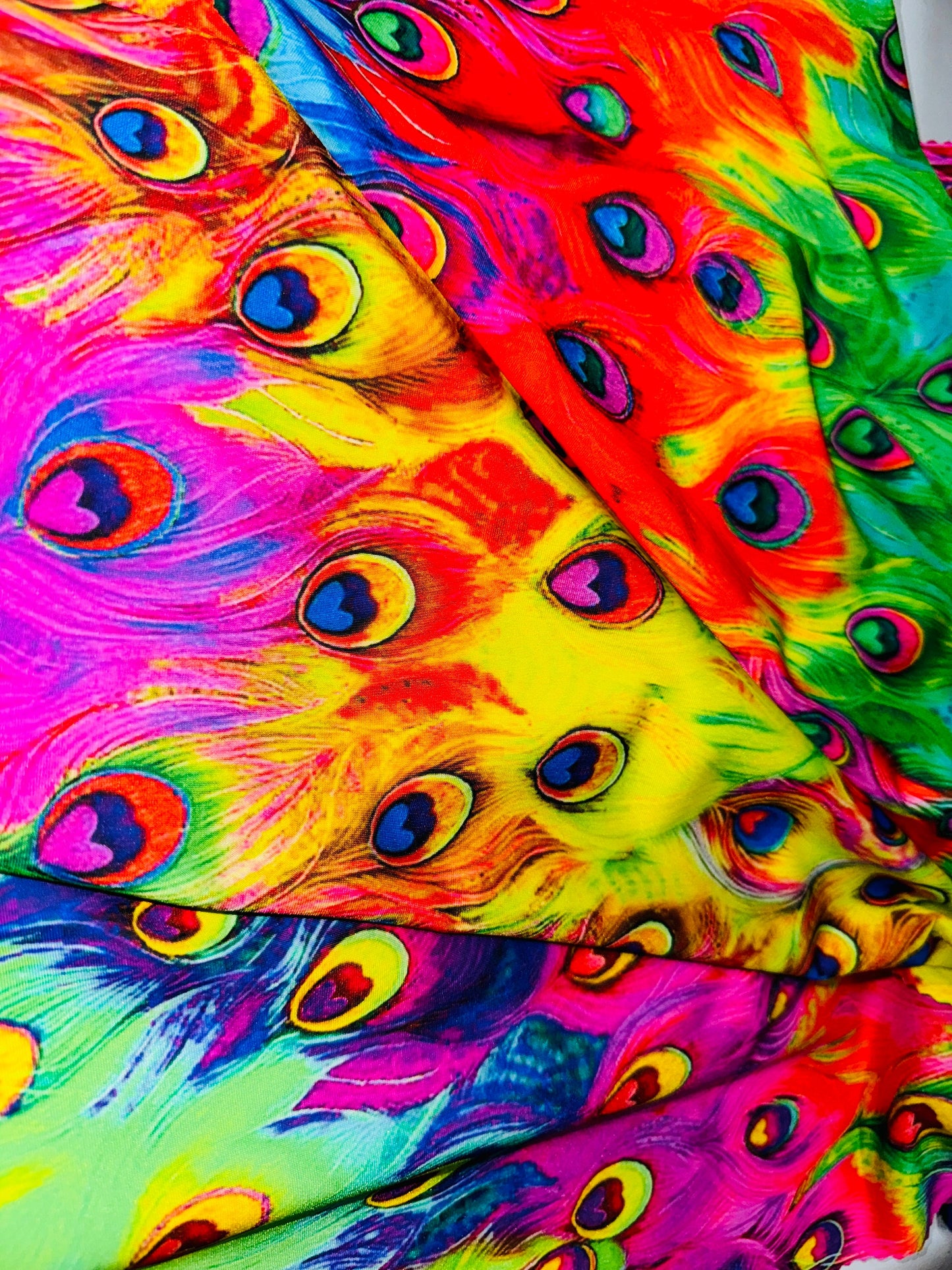 New Exotic Peacock digital design print on best quality of nylon spandex 4-way stretch 58/60”