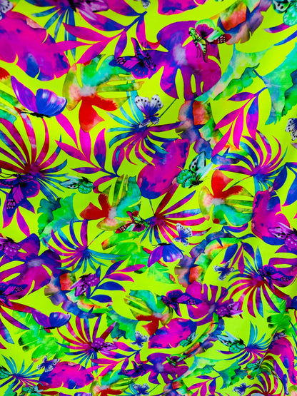 New Fantastic Tropical design print nylon spandex Italian quality 4-way stretch 58/60”