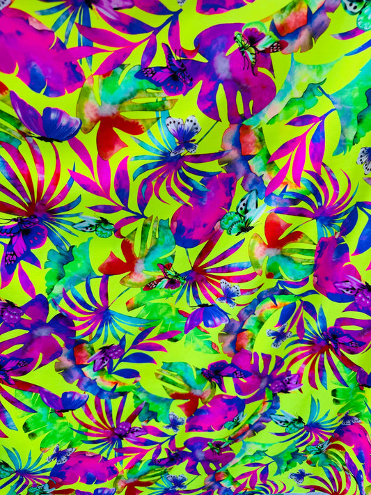 New Fantastic Tropical design print nylon spandex Italian quality 4-way stretch 58/60”