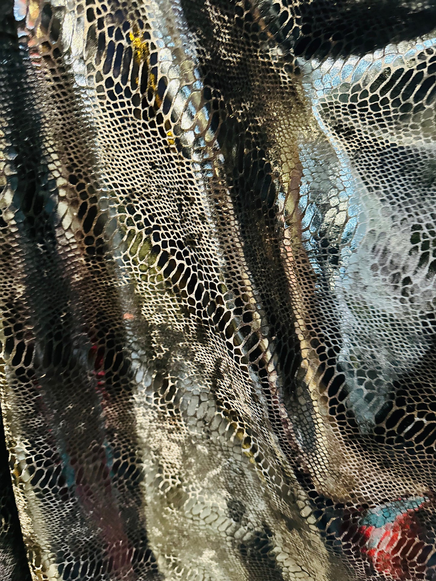 Anaconda design metallic stretch velvet with foil 2-way stretch 58/60” High quality fabrics by AlexLAFabrics