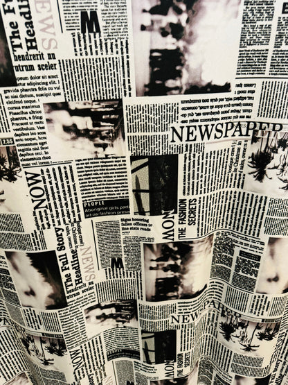 Newspaper fashion design print on great quality of nylon spandex 4-way stretch 58/60”