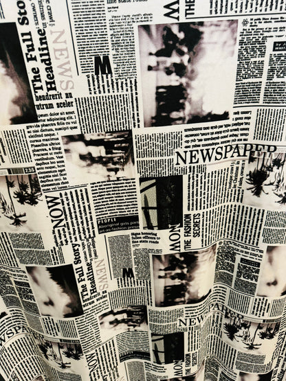 Newspaper fashion design print on great quality of nylon spandex 4-way stretch 58/60”