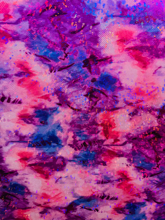 New the dye abstract design on shattered glass metallic nylon spandex 4-way stretch 58/60”