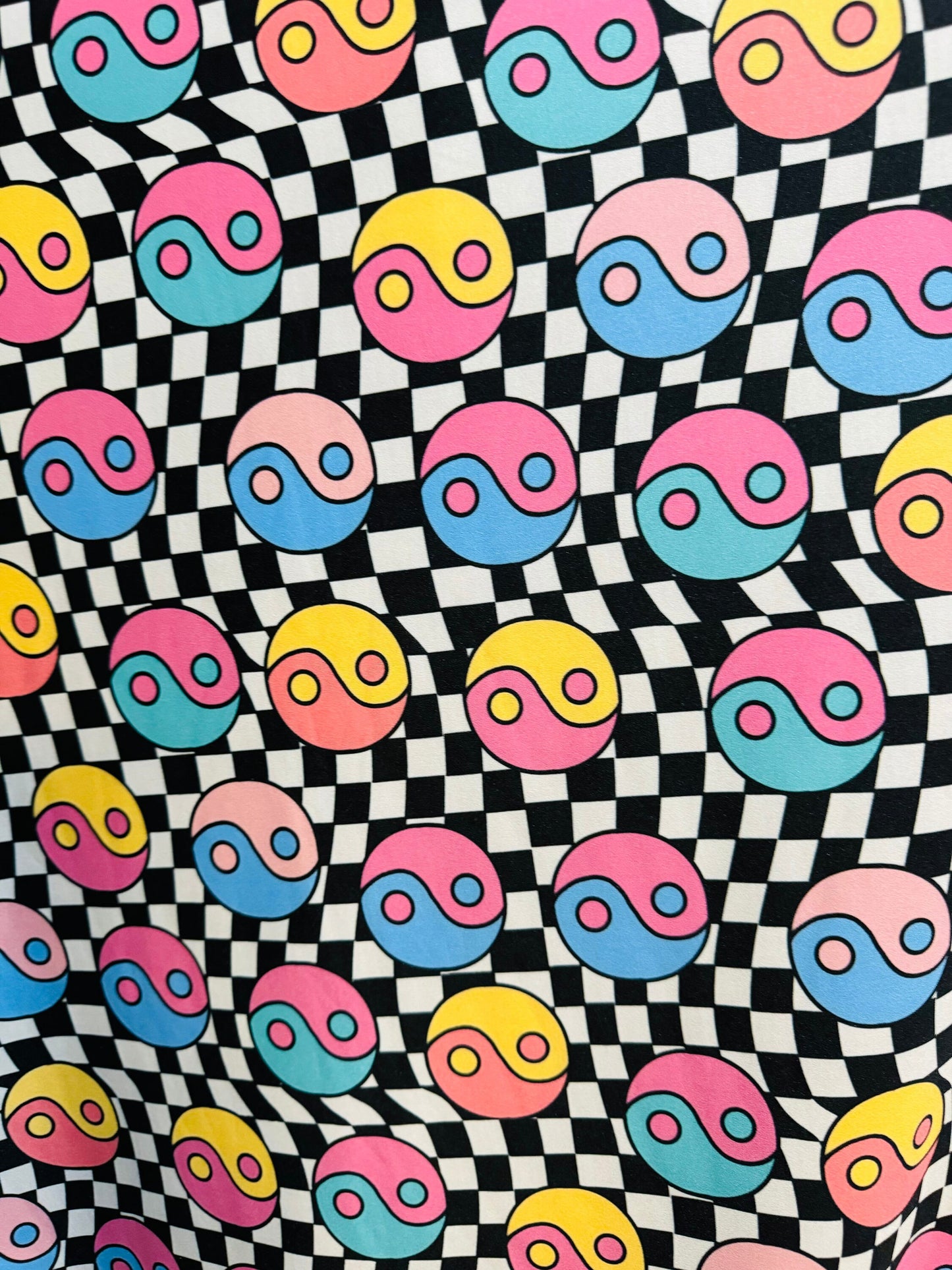 New checkerd design print on great quality of nylon spandex 4-way stretch 58/60”