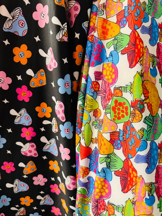 Mushrooms fantastic design print on great quality of nylon spandex 4-way stretch 58/60”