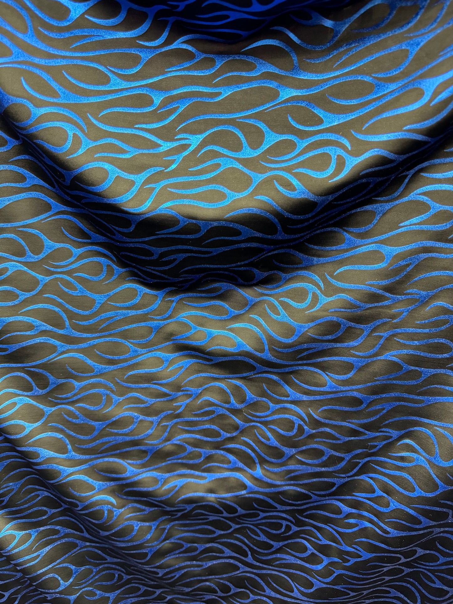 New metallic flames design on nylon spandex 4-way stretch 58/60”