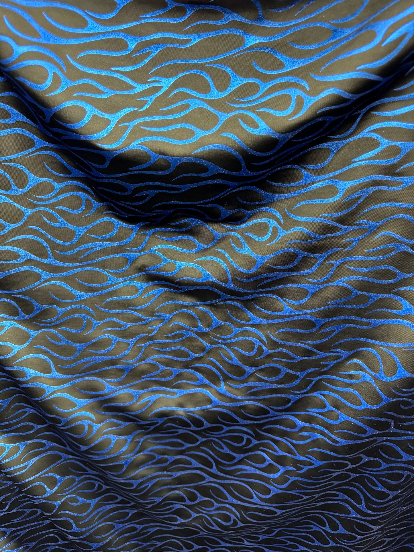New metallic flames design on nylon spandex 4-way stretch 58/60”