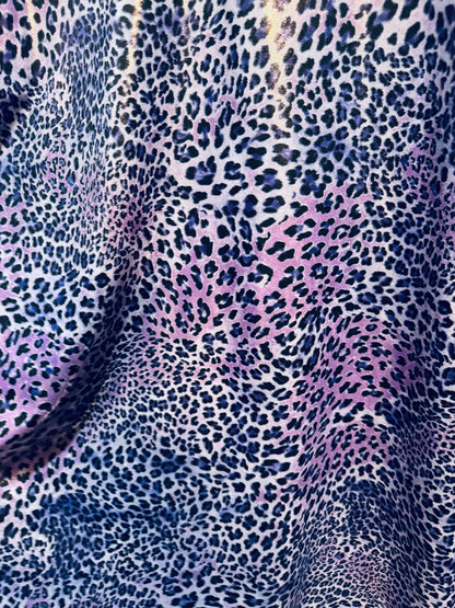 New Exotic cheetah design on metallic nylon spandex 4-way stretch 58/60”