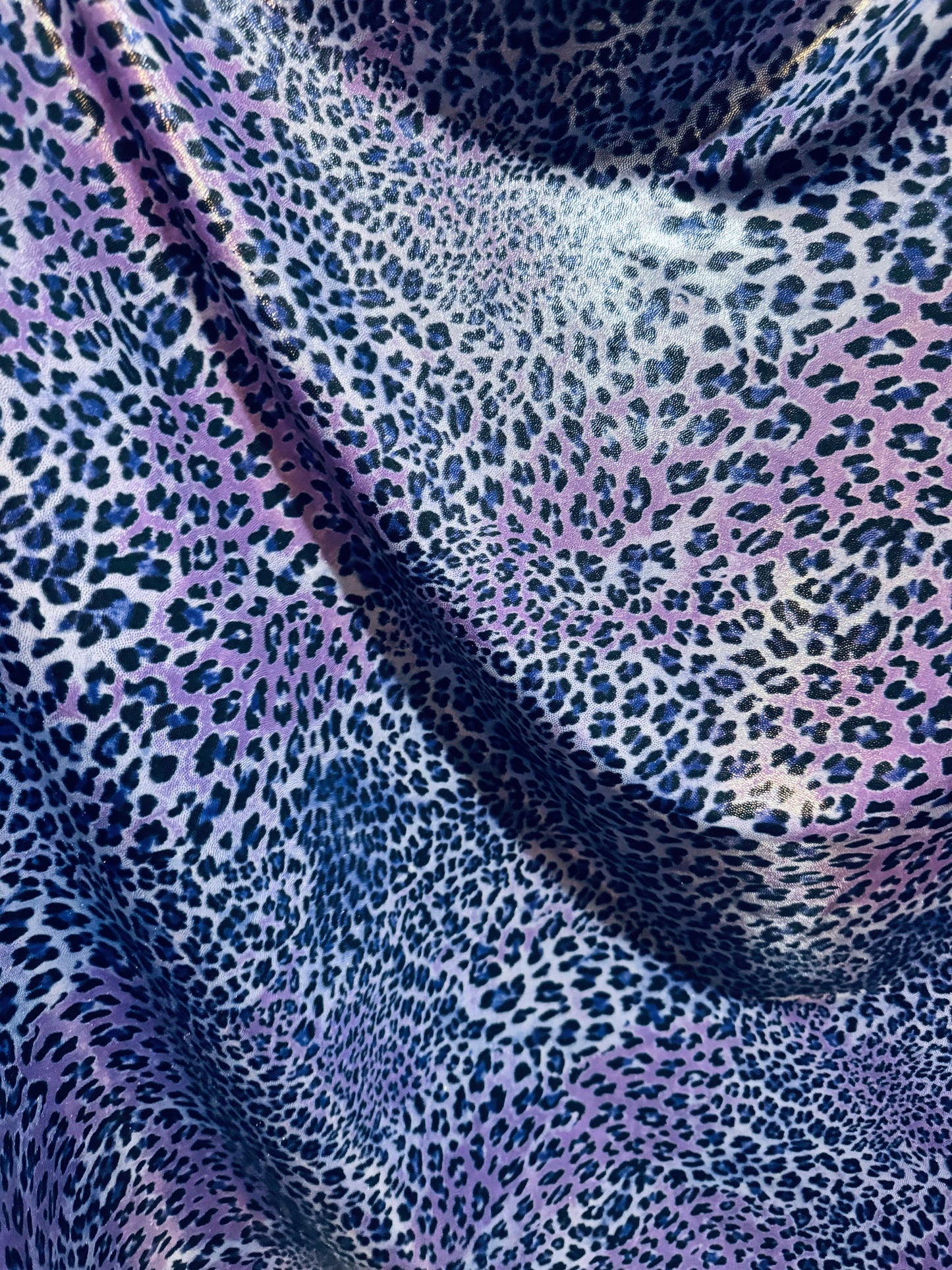 New Exotic cheetah design on metallic nylon spandex 4-way stretch 58/60”