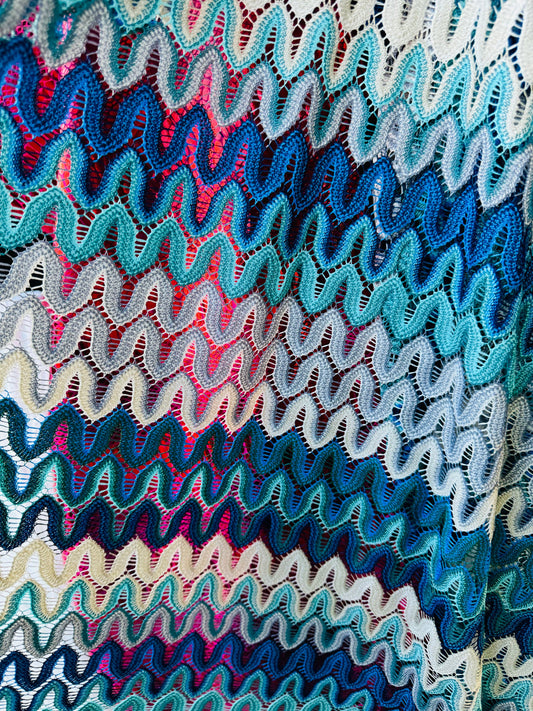 New Lace crochet design Multicolor 4-way stretch 58/60” Sold by the YD. Ships worldwide from Los Angeles California USA
