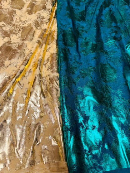 New splatter foil design metallic nylon spandex 4-way stretch 58/60”
