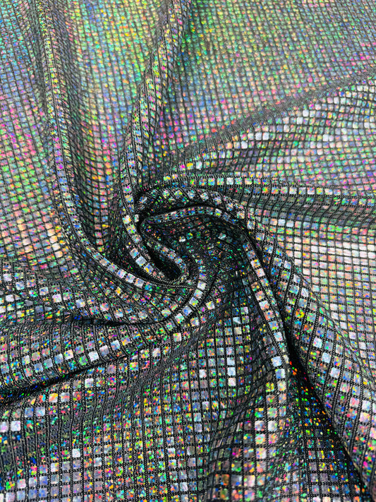 New square hologram sequins silver color 2-way stretch 58/60”