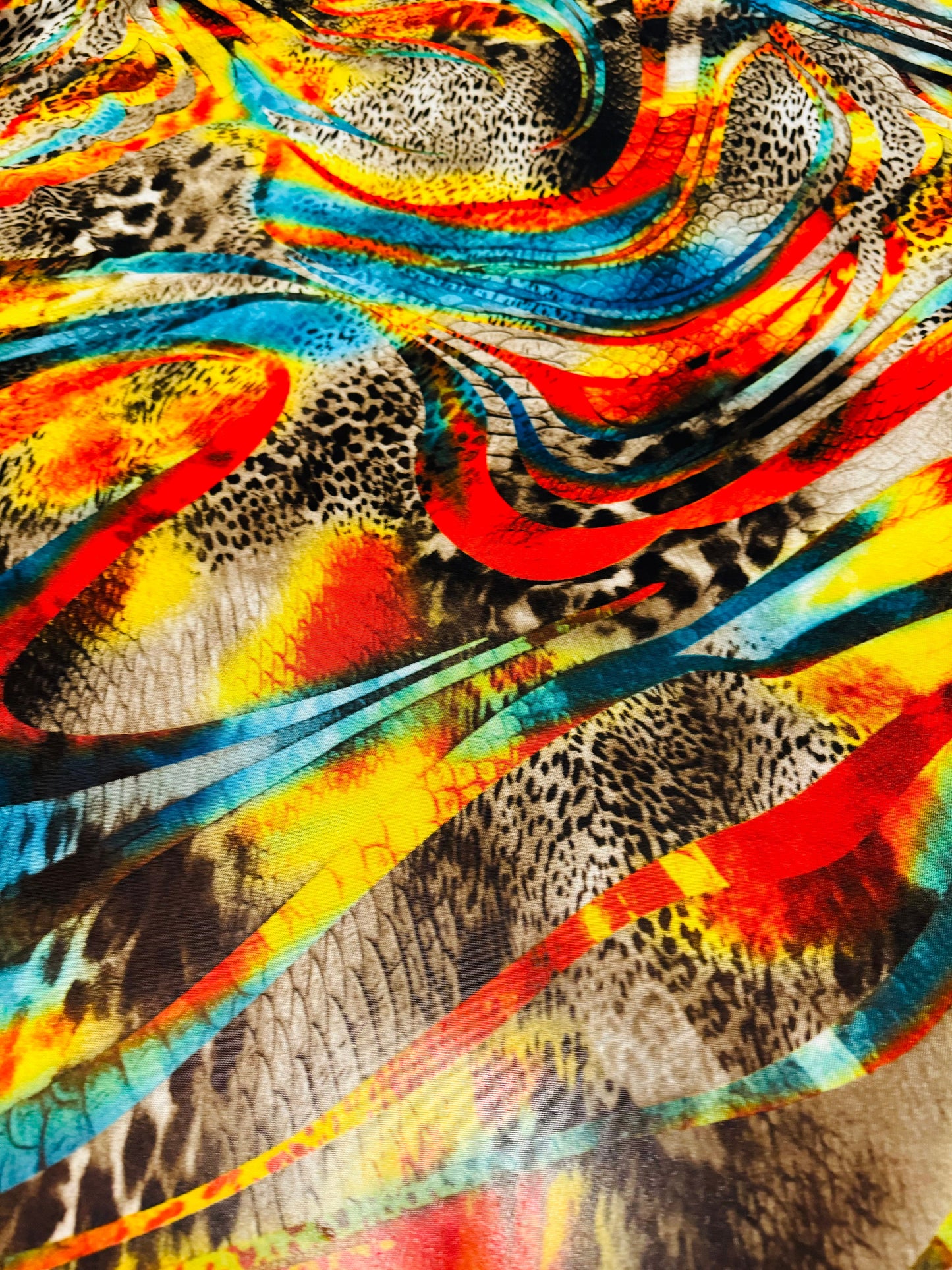New Safari design exotic animal print on 4-way stretch power mesh 58/60”
