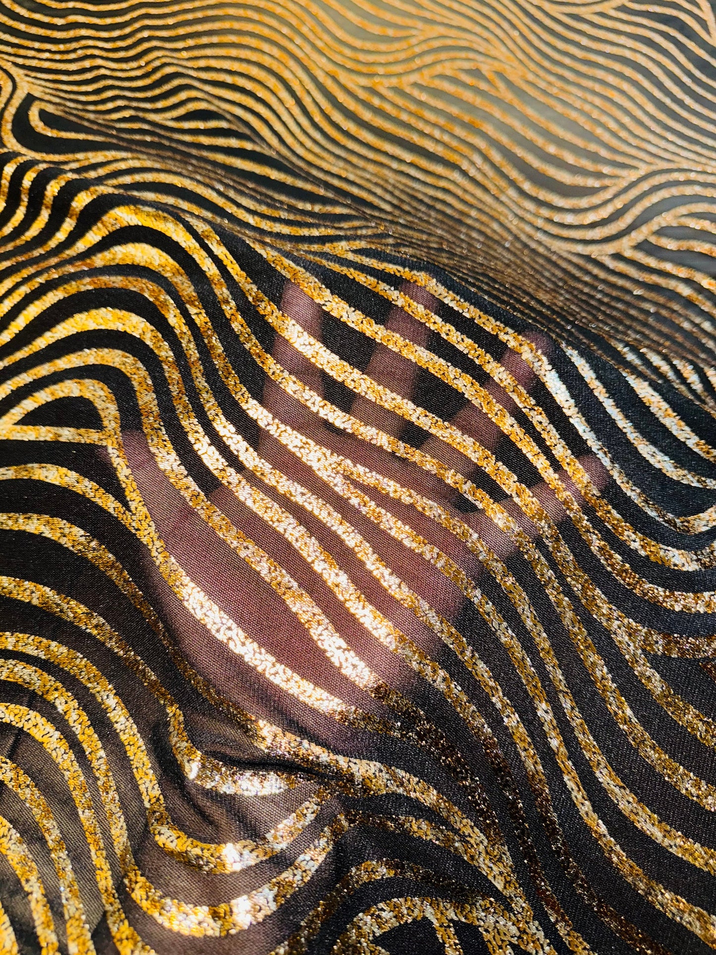 Tiger design metallic power mesh with foil 4-way stretch 58/60” High quality fabrics by AlexLAFabrics