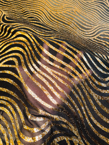 Tiger design metallic power mesh with foil 4-way stretch 58/60” High quality fabrics by AlexLAFabrics