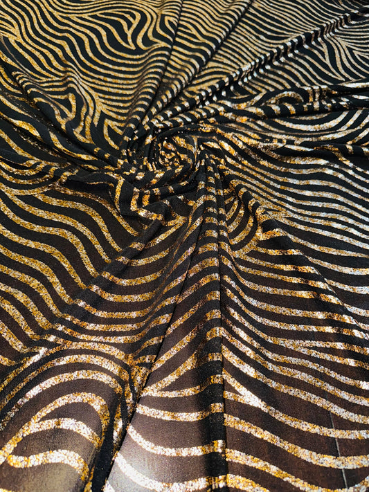 Tiger design metallic power mesh with foil 4-way stretch 58/60” High quality fabrics by AlexLAFabrics