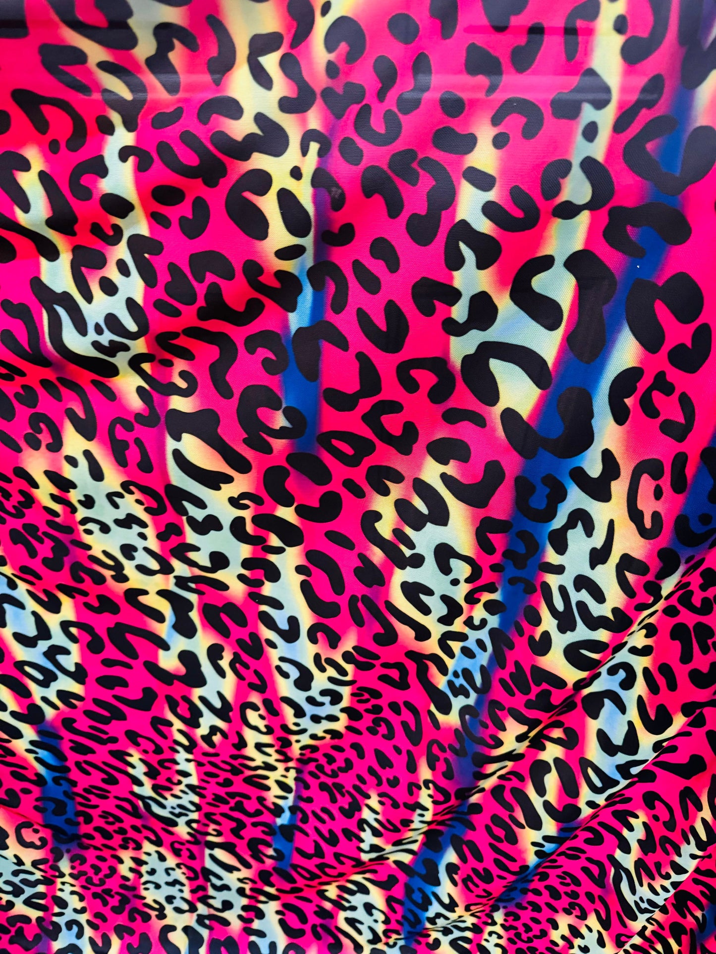 Rainbow Leopard design print on great quality of nylon spandex power mesh 4-way stretch 58/60” High quality fabrics by AlexLAFabrics