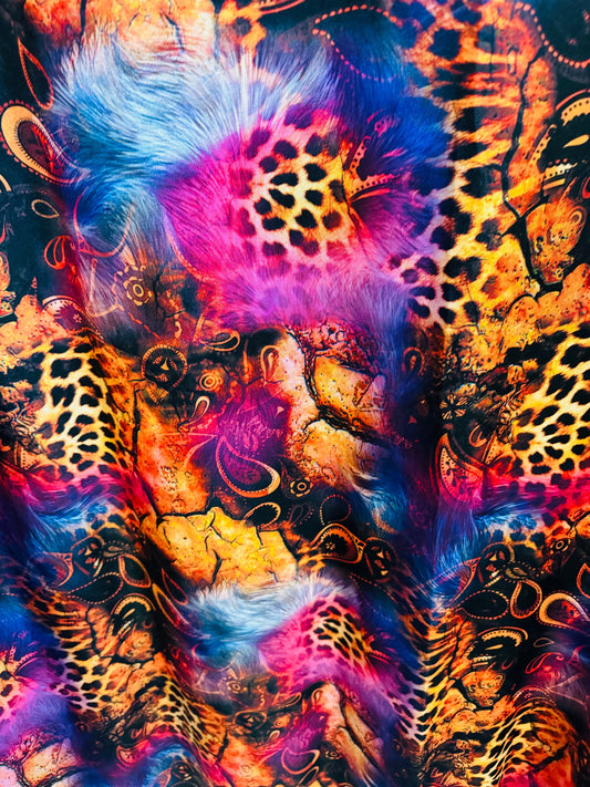 Exotic Leopard abstract design print on best quality of nylon spandex 4-way stretch 58/60” High Quality fabrics by AlexLAFabrics