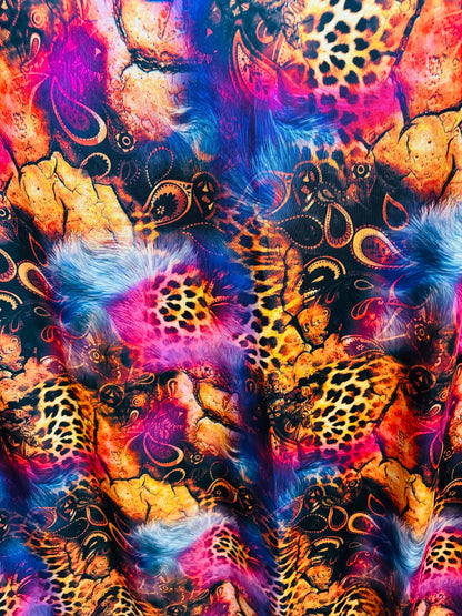 Exotic Leopard abstract design print on best quality of nylon spandex 4-way stretch 58/60” High Quality fabrics by AlexLAFabrics