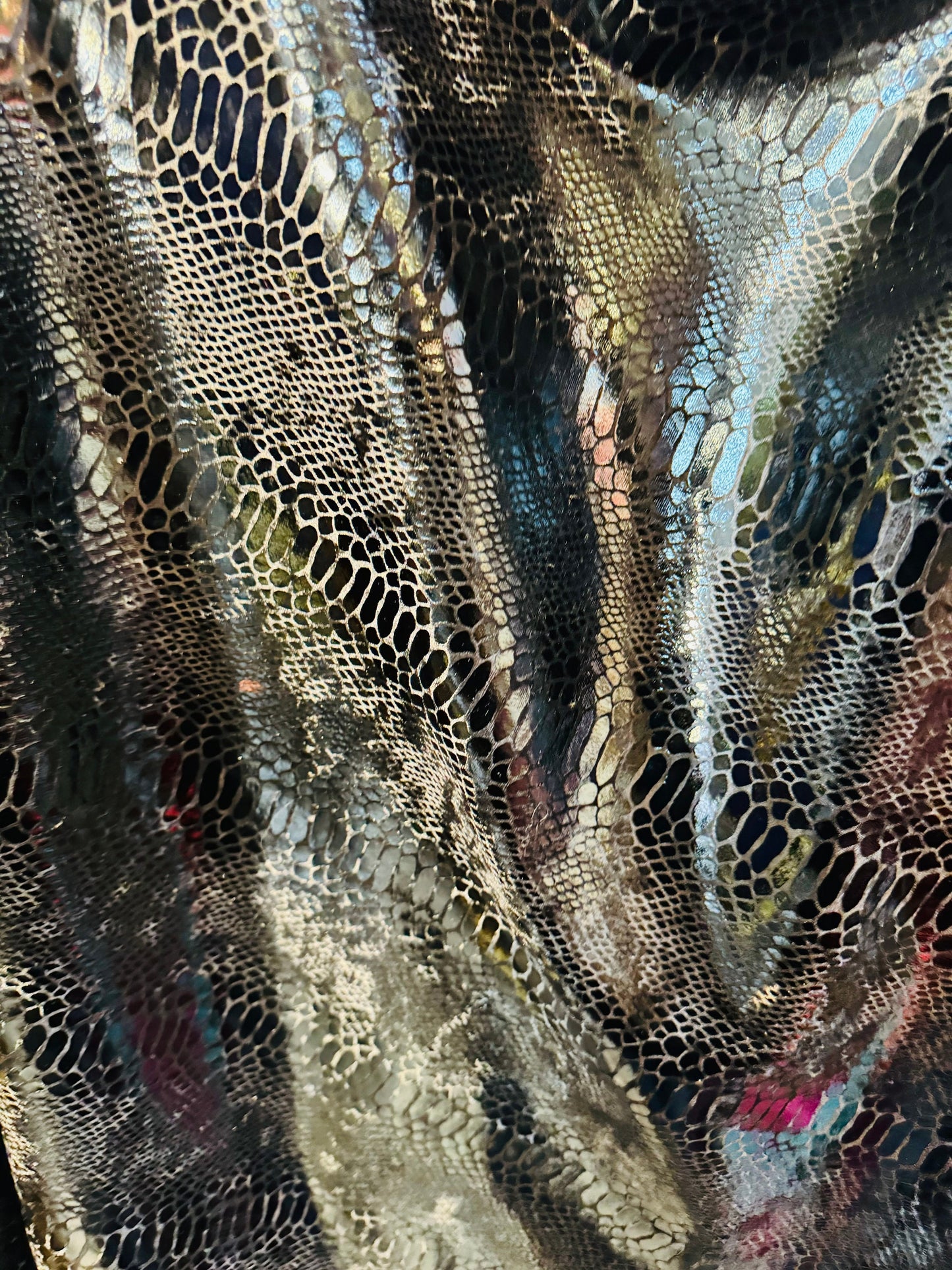 Anaconda design metallic stretch velvet with foil 2-way stretch 58/60” High quality fabrics by AlexLAFabrics