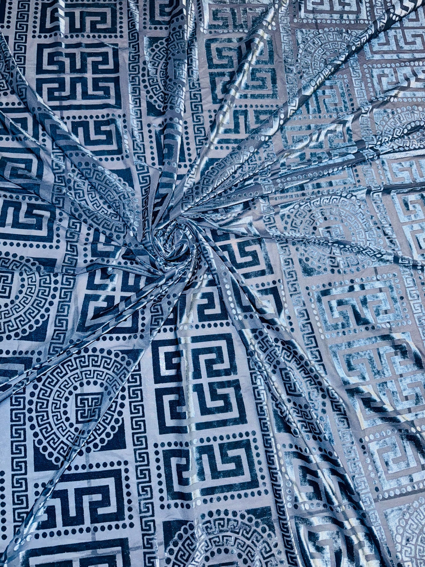 New Geometric fashion design luxury 4-way stretch burnout velvet 58/60” Sold by the YD.