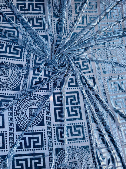 New Geometric fashion design luxury 4-way stretch burnout velvet 58/60” Sold by the YD.